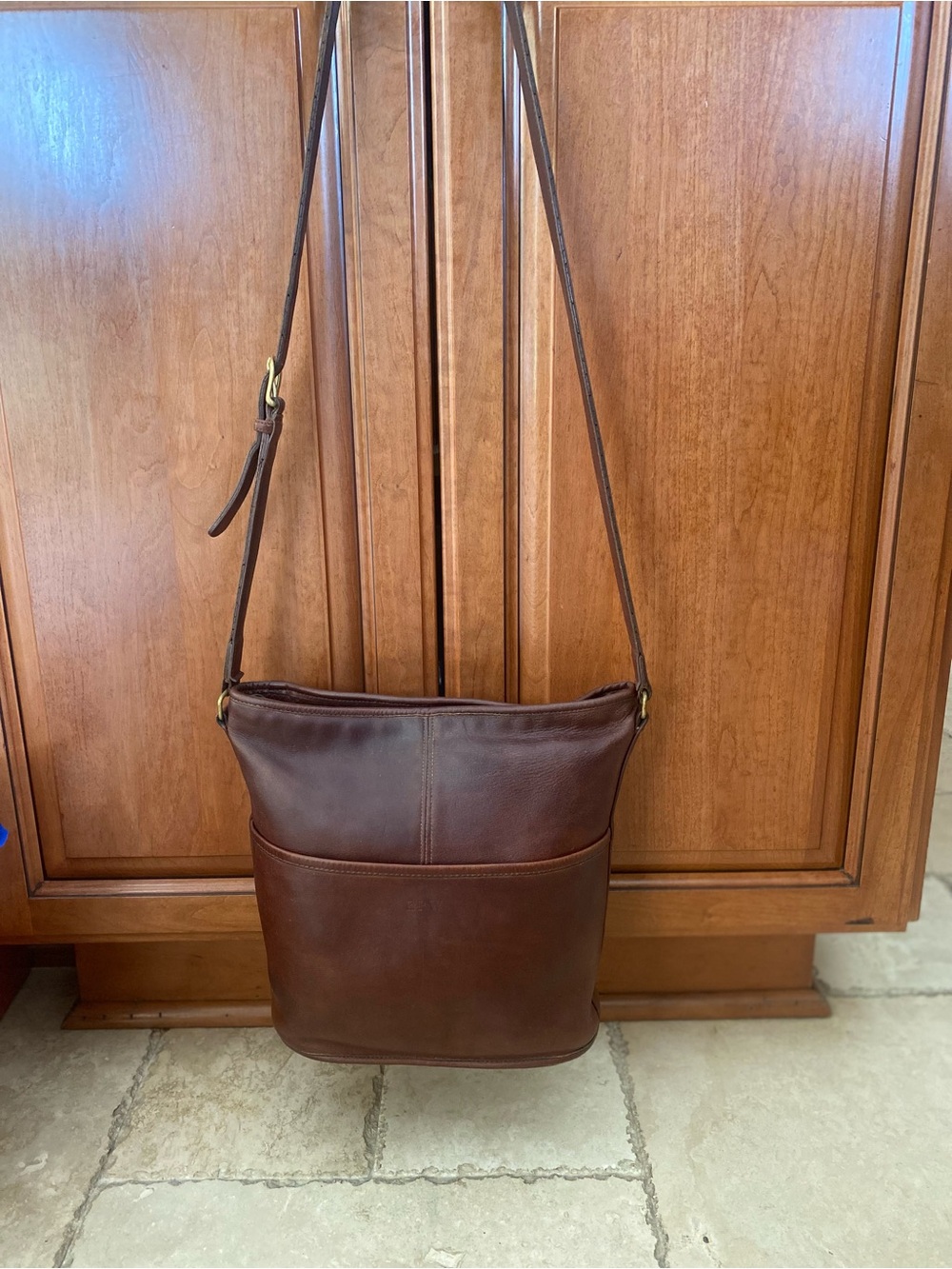 Coach Brown Leather Shoulder Bag with Adjustable Strap